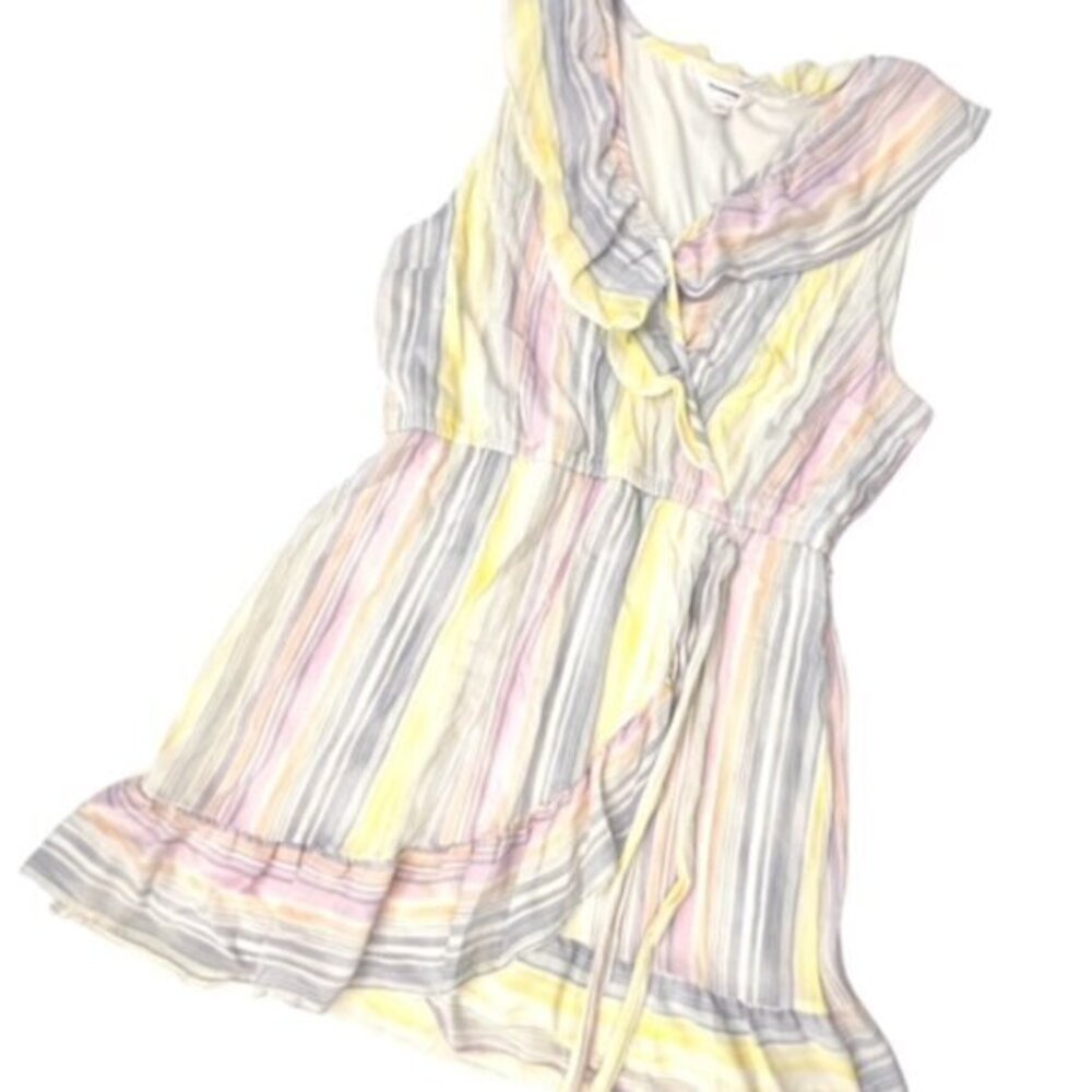 Lauren Conrad Dress Size XL Pastel Sleeveless Faux Wrap Lined Belted Summer EUC